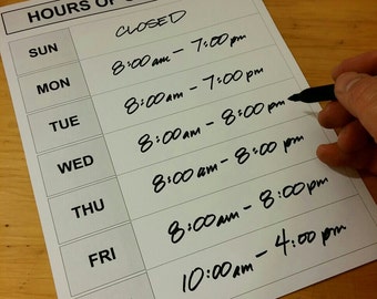 Weekly Hours Sign, DIY Printable, Blank Store Door Schedule Template, Generic or with date, A simple store hours sign to inform customers!