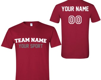 Custom Sports Team T-shirts, Custom Text, Name and Number