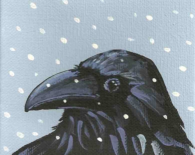 Snow Crow winter holiday Christmas card