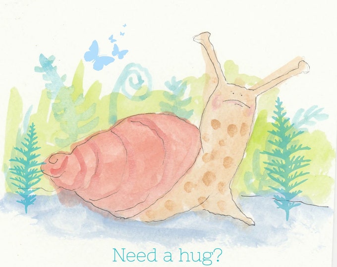 Snail mail hug blank greeting card