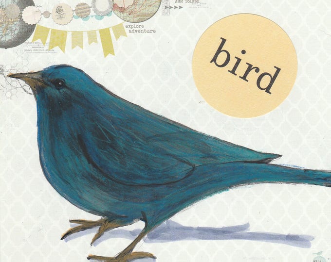 bird artsy card blank inside
