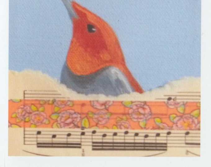 Red Songbird blank greeting card