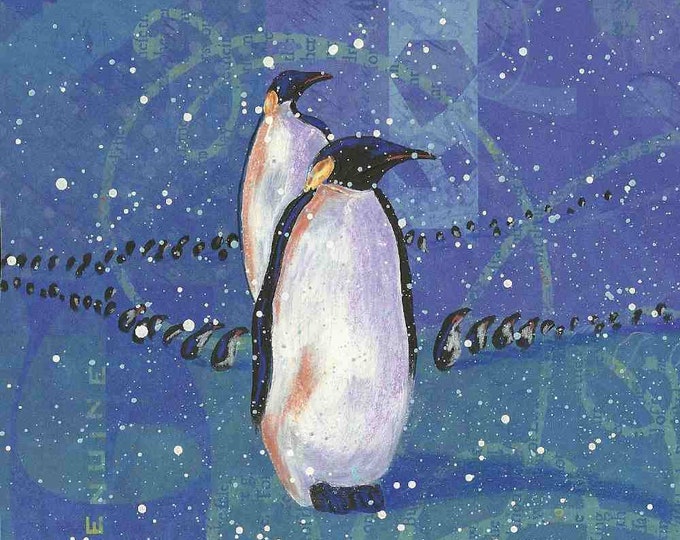 Original mixed media March Of The Penguins