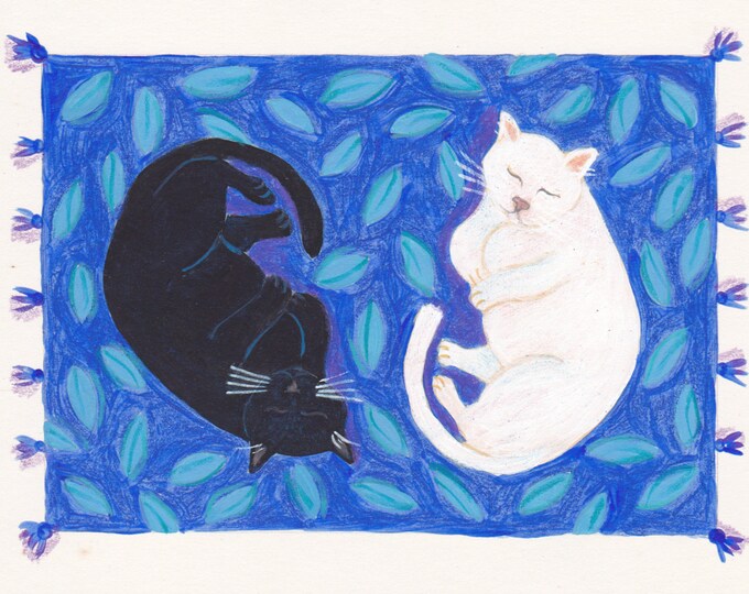 Yin Yang cats blank greeting card