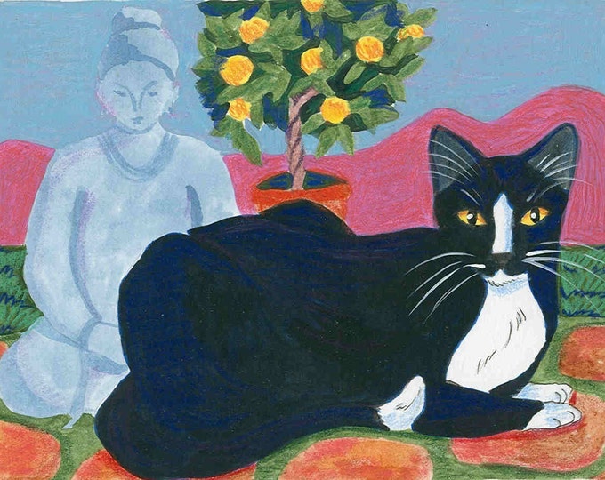 Zen Garden Cat greeting card