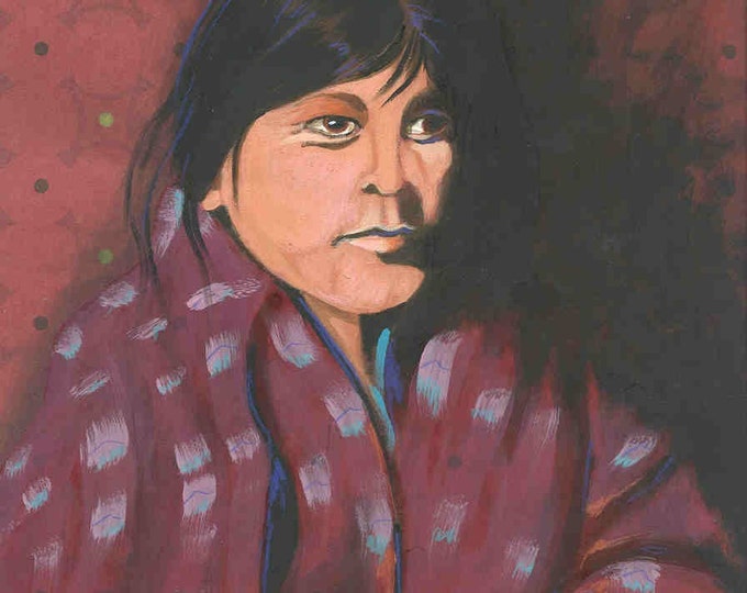 The Blanket Native American portrait greeting card