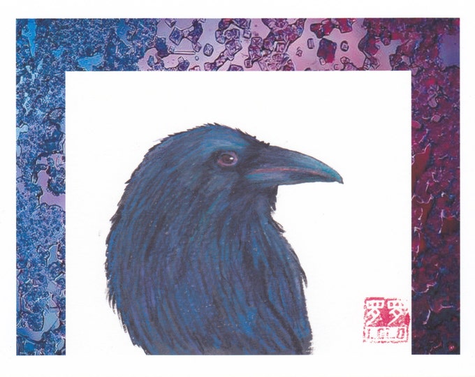 raven with border greeting card