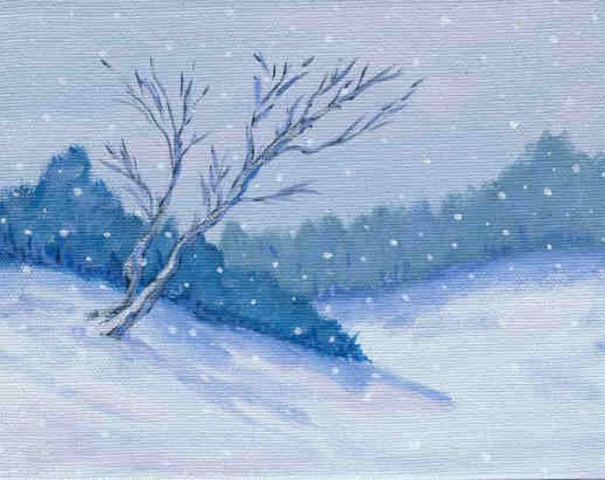 Blue Winter Christmas card Chanukah card winter solstice