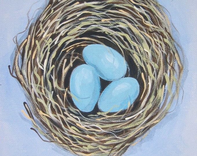 Nest with blue eggs notecard