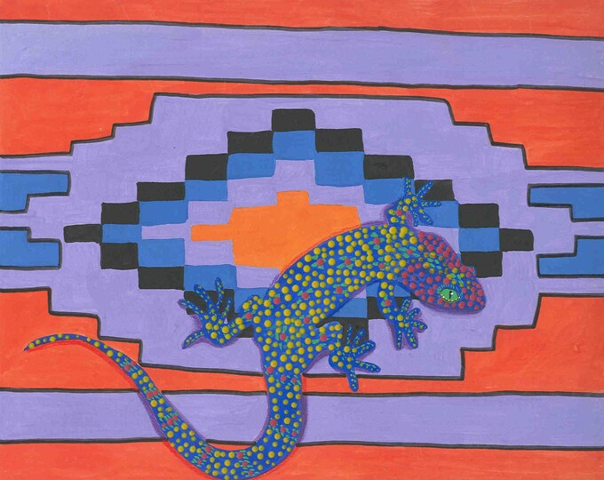 Lizard Motif in Orange greeting card