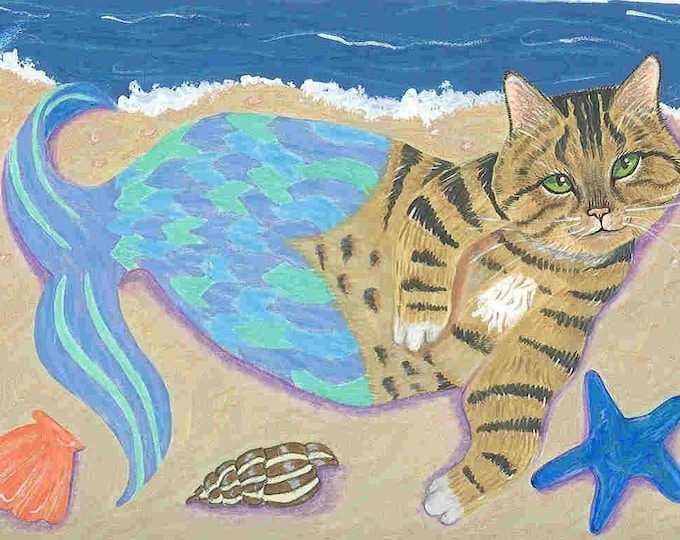 Sandman Purrmaid blank greeting card