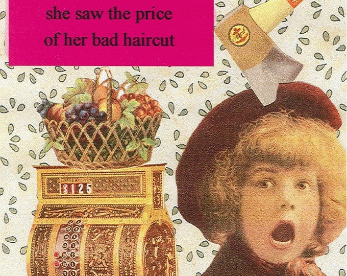 Bad Haircut collage greeting card