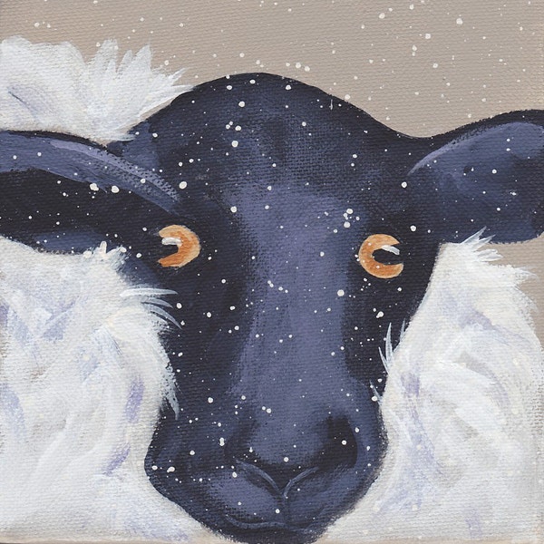 Snowy lamb winter sheep Christmas card