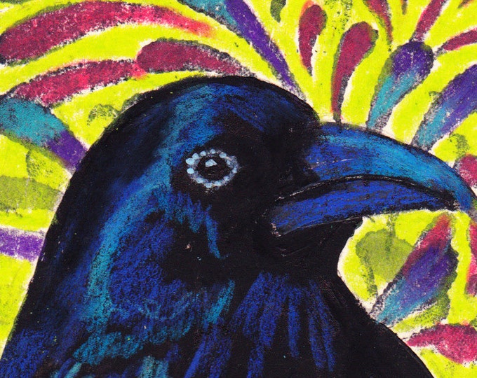 Colorful Crow blank greeting card