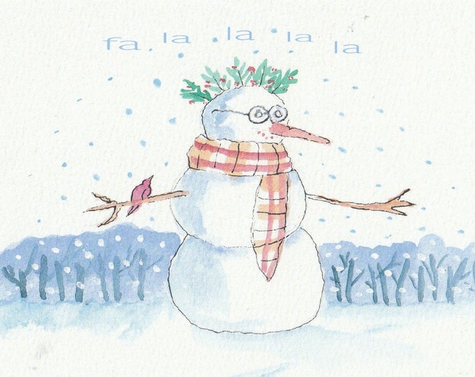 Snowman with glasses holiday card Christmas hannukah