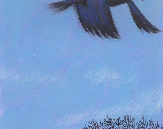 Windswept  raven greeting card