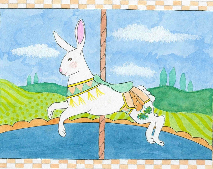 Carousel Bunny greeting card
