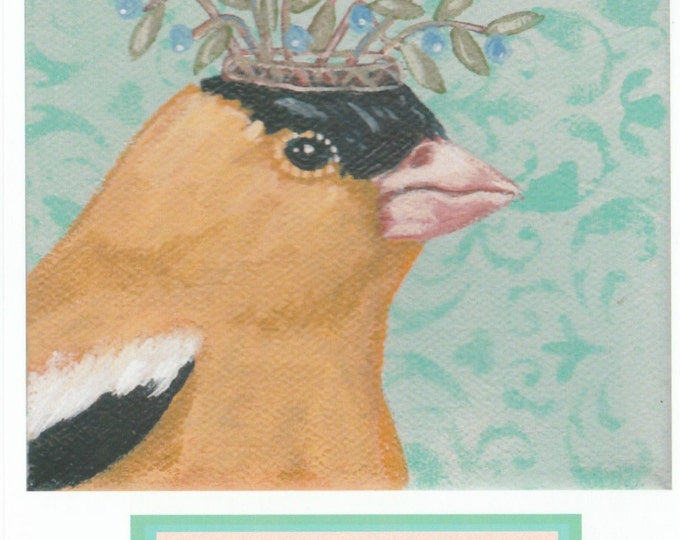 Crowned Goldfinch birthday card