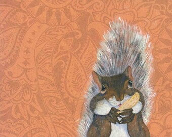 Peanut Packing Squirrel art print