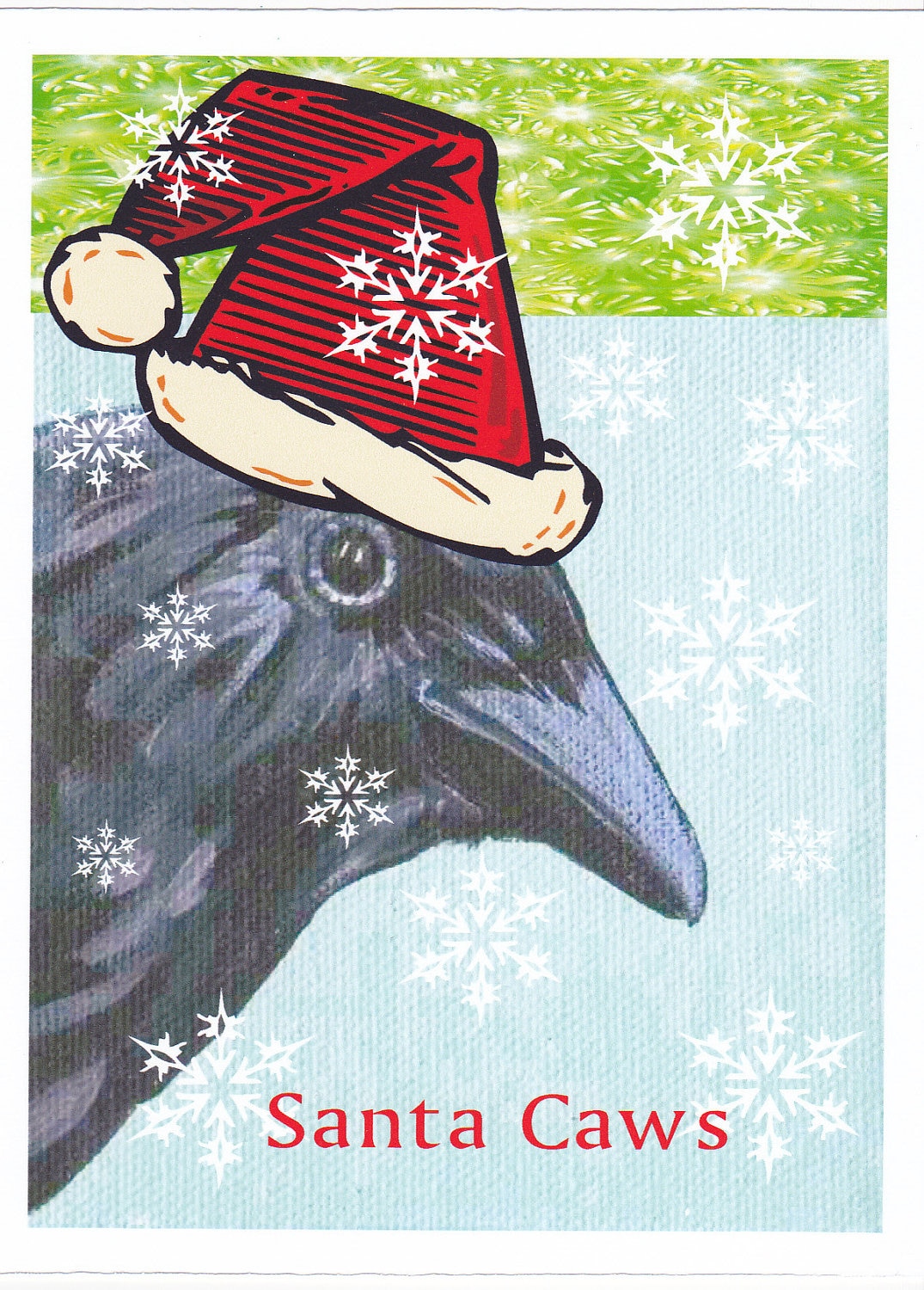 Santa Caws Crow raven Santa Christmas Card