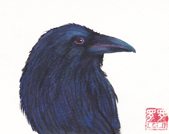 Raven portrait without border blank greeting card