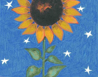 Midnight Sunflower greeting card blank