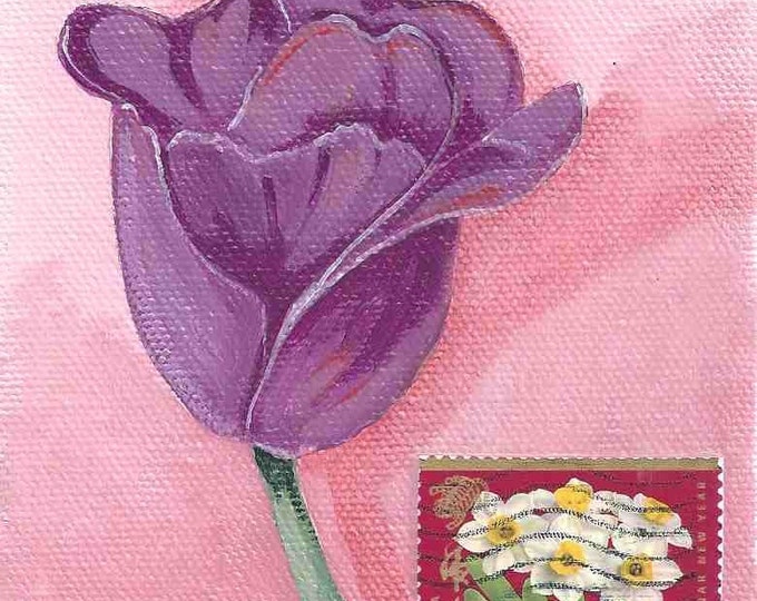 Purple tulip greeting card