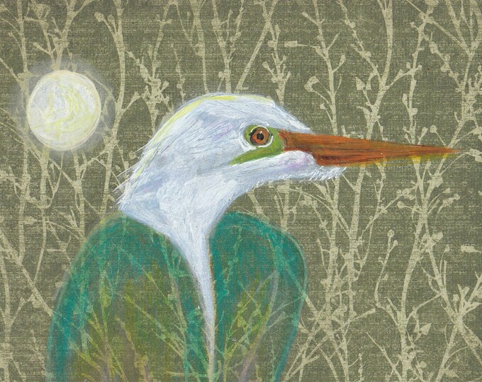 Birds in Kimonos Egret blank card