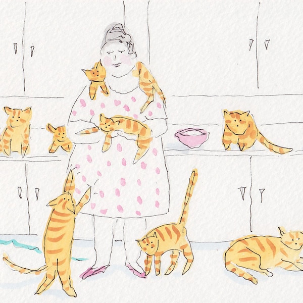 Orange Cats , Pink Dishes and Polka Dots