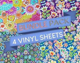 Vinyl Boutique Shop Floral Pattern Vinyl Sheets Adhesive Patterned Vinyl BUNDLE PACK Pack of 4