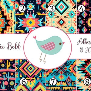 Bold Aztec Bright Colors Print Adhesive Vinyl Heat Transfer Craft Vinyl Pattern Vinyl - Vinyl Sheets