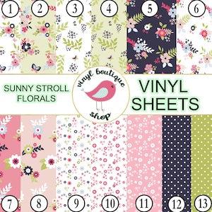 Sunny Stroll Floral Vinyl Sheet Floral Geometric Print Adhesive Vinyl Heat Transfer Craft Vinyl Pattern Vinyl - Vinyl Sheets