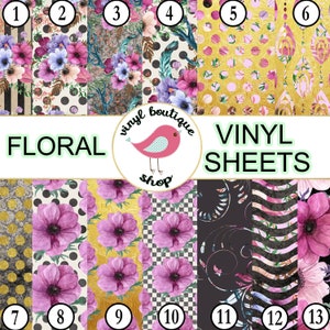 Floral Vinyl Sheet Floral Geometric print Adhesive vinyl Heat transfer Craft vinyl Pattern vinyl - Vinyl sheets