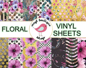 Floral Vinyl Sheet Floral Geometric print Adhesive vinyl Heat transfer Craft vinyl Pattern vinyl - Vinyl sheets