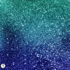 May include: A gradient background of teal and blue glitter. The glitter is a light blue color at the bottom and fades to a darker teal color at the top.
