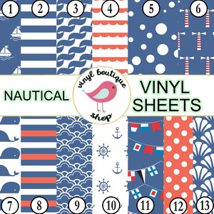 Nautical Vinyl Sheet Geometric print Adhesive vinyl Heat transfer Craft vinyl Pattern vinyl - Vinyl sheets - Outdoor vinyl