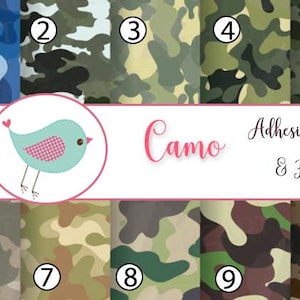 Camo Camoflauge Army Sheets Print Adhesive Vinyl Heat Transfer Craft Vinyl Pattern Vinyl Sheets HTV Tshirt