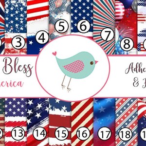 God Bless America Patriotic Celebration 4th of July Sheets Independence Print Adhesive Vinyl Heat Transfer Craft Pattern Vinyl - Sheets HTV