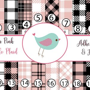 Pretty in Pink Buffalo Plaid Gingham Plaid Black White  Print Adhesive Vinyl Heat Transfer Craft Pattern Vinyl - Vinyl Sheets