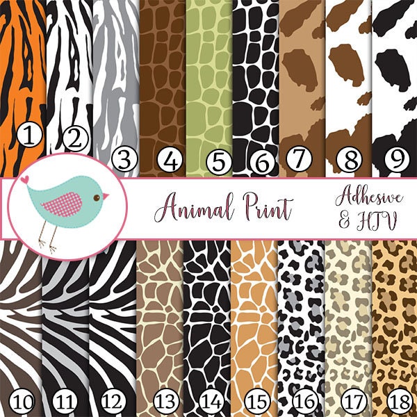 Animal Prints Zebra Cheetah Giraffe Vinyl Sheets Adhesive Vinyl Heat Transfer Craft Vinyl Pattern Vinyl  Vinyl Sheets HTV Tshirt