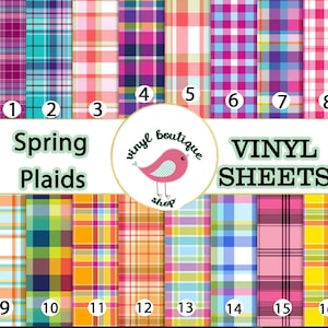 Plaids Flannel Spring colors Print Adhesive Vinyl Heat Transfer Craft Vinyl Pattern Vinyl - Vinyl Sheets