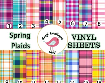 Plaids Flannel Spring colors Print Adhesive Vinyl Heat Transfer Craft Vinyl Pattern Vinyl - Vinyl Sheets