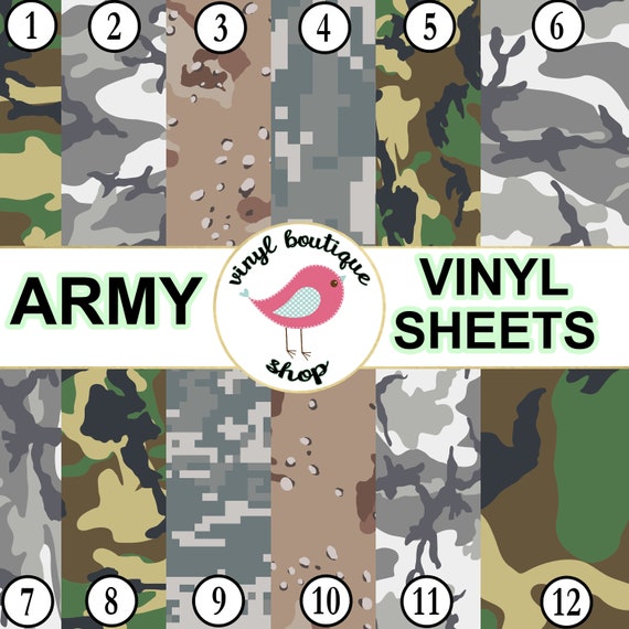 Camo Vinyl Sheet Camo Print Adhesive Vinyl Heat Transfer Craft Vinyl  Pattern Vinyl Vinyl Sheets 