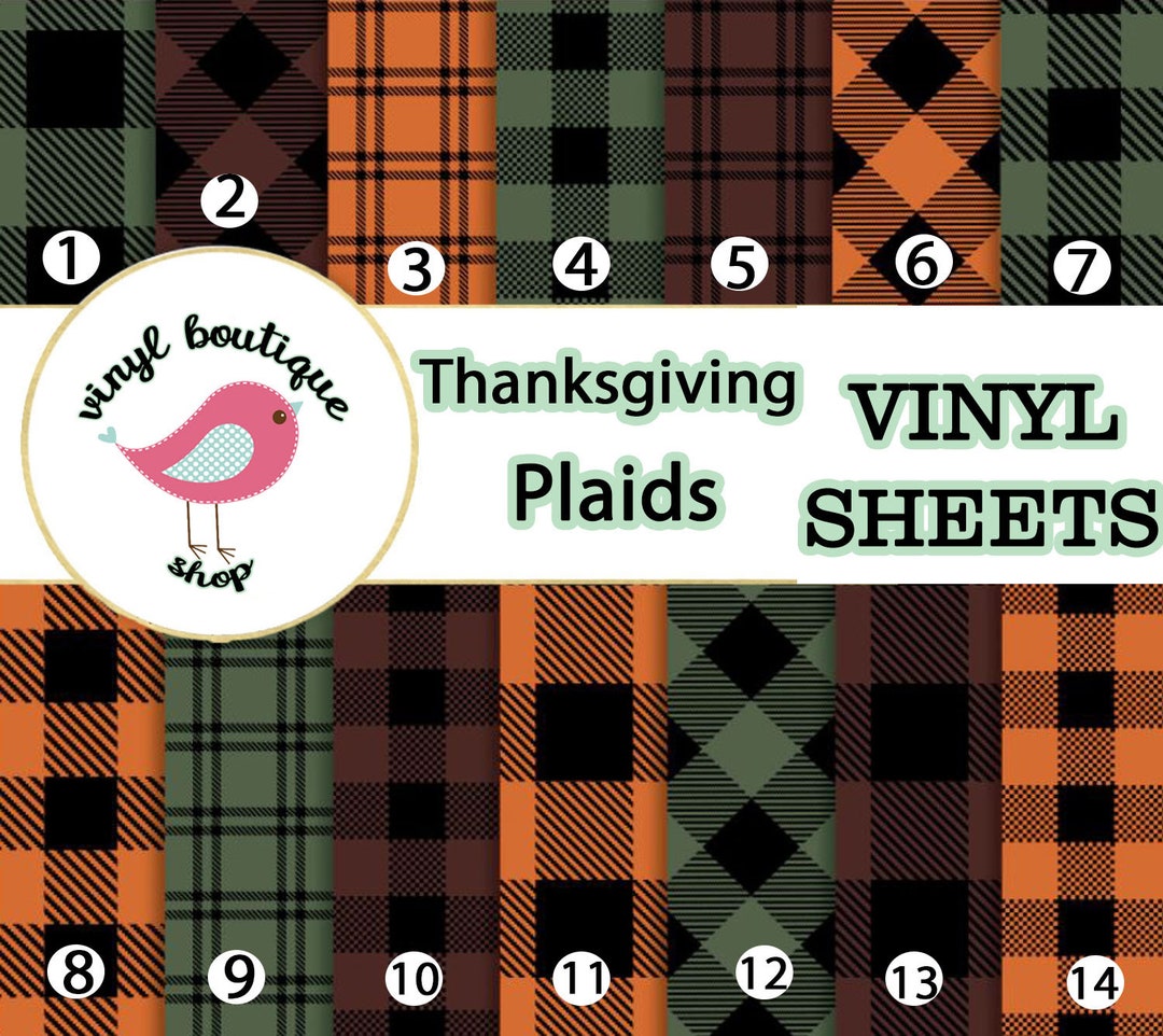 Thanksgiving Plaids Flannel Colors Print Adhesive Vinyl Heat Transfer ...