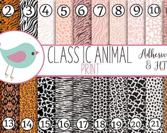 Classic Animal Print Leopard Zebra, Cow, Cheetah Craft Vinyl HTV Prints Vinyl Sheet Size 12"x12" Heat Transfer Vinyl Sheets Patterns Vinyl