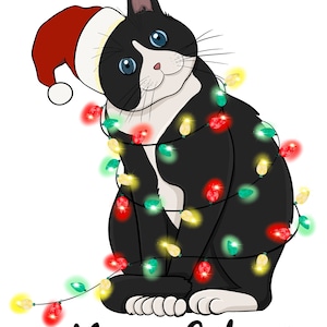 SUBLIMATION TRANSFER Ready to Press Meowy Catmas Cat Lights Merry Christmas Sublimation t-shirt Transfer