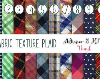 Fabric Texture Plaid Vinyl HTV Vinyl Prints Heat Transfer Vinyl, Vinyl Sheets, Tartan Plaid, Buffalo Plaid
