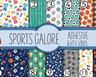 Sports Variety Soccer Basketball Gym Football Vinyl Sheet Print Adhesive Vinyl Heat Transfer Craft Vinyl Pattern Vinyl Vinyl Sheets Outdoor