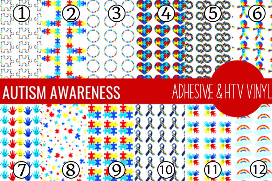 Autism Awareness Hands Puzzle Rainbow Vinyl Sheet Print Adhesive Vinyl ...