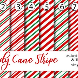Candy Cane Stripes Christmas Reds Greens Holiday Design Print Adhesive Vinyl Heat Transfer Craft Pattern Vinyl - Vinyl Sheets